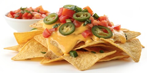 Cheesy Nachos with Salsa and Jalape&Atilde;&plusmn;os, Mexican Food, Appetizer
