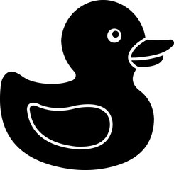 Rubber duck silhouette icon. Classic black rubber duck toy icon isolated on transparent background. Rubber duck icon vector illustration design.