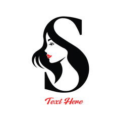 Stylish Woman's Face in Letter S Logo