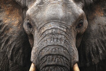 Majestic Elephant Face. Close-up of an Asian Elephant with Extended Ears and Intense Eyes in a Lush African Landscape