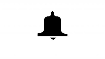 static bell ringing icon or symbol of simple basic black black school bell or computer internet subscription alert or mobile phone text message notification ding with white background 4K