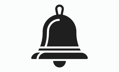 Bell silhouette icon, black and white bell, minimalist vector design, ringing bell graphic, simple outline illustration