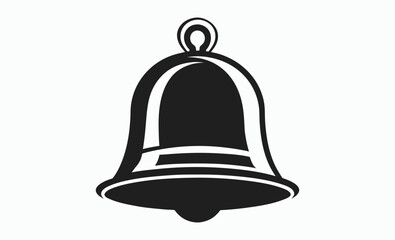Bell silhouette icon, black and white bell, minimalist vector design, ringing bell graphic, simple outline illustration