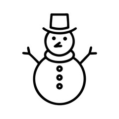 Snowman Icon for Winter, Christmas, Holiday and Festive Season