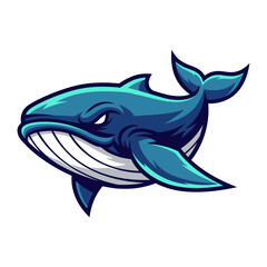 Majestic Whale Emblem: A captivating illustration of a powerful whale, rendered in vibrant hues, symbolizes the strength and grace of the ocean's giants, perfect for embodying marine themes.