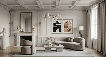 Elegant living room with classic and modern elements
