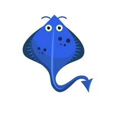 Sea Creatures On White Background Vector PNG Image