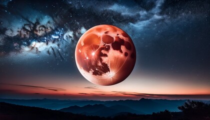 celestial phenomenon astrophotography capturing cinematic dark sky with stars during full blood moon lunar eclipse