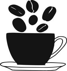 Coffee Cup Beans Aroma Brew Cafe Beverage Container Morning Energy Hot Drink Caffeine Kick Start Silhouette