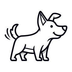 Playful Dog Icon: An outline of a delightful dog illustration with a cheerful expression. capturing the pure joy and innocent.