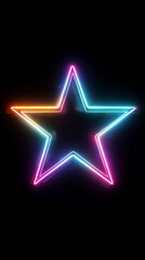 Obraz premium A vibrant neon star illuminated against a black backdrop, radiates energy and modern flair. Perfect for themes of innovation and excellence.