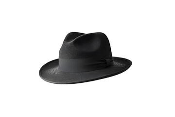 a black hat, with its design, it gives a classic look, with focus on style and form, with no background.