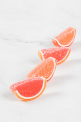 Vegan Grapefruit Jelly Marmalade. Grapefruit slices. Close-up. White background