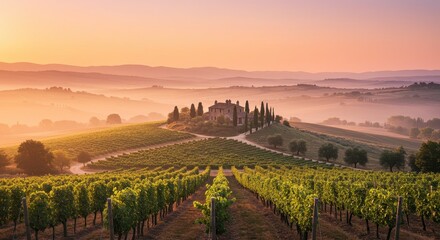 tuscany, italy, vineyard, farmhouse, countryside, sunset, rural, hills, cypress, scenic, europe, travel, landscape, wine country, agriculture, evening light, rolling hills, italian countryside, summer