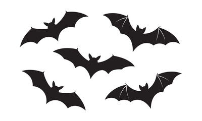 Fototapeta premium A group of bats flying in the night, isolated on white background, perfect for halloween designs