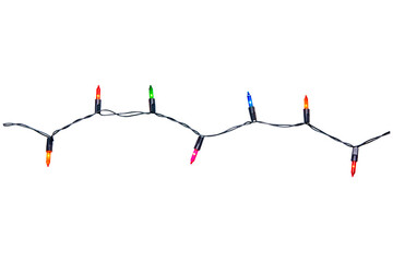 Naklejka premium String of Christmas lights isolated on transparent background.