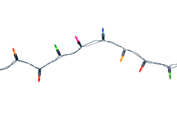 String of Christmas lights isolated on transparent background.