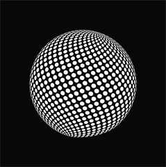 A minimalist, modern sphere icon featuring a white dotted grid pattern on a black background. Ideal for technology, AI, and business-themed projects, including web design, apps, and presentations.