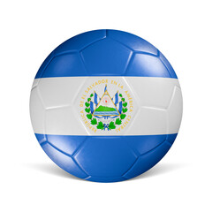 Soccer ball with El Salvador flag 3d render front view