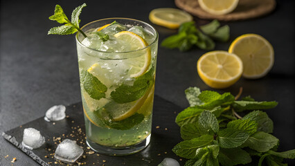 Fototapeta premium mojito cocktail on black background