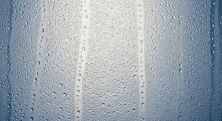 Close-up of water droplets on glass surface with vertical streaks
