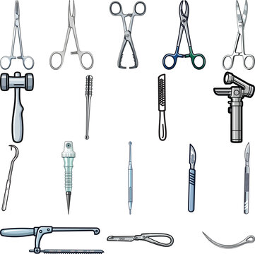 Surgical instruments set. Surgical Elements Vector Set