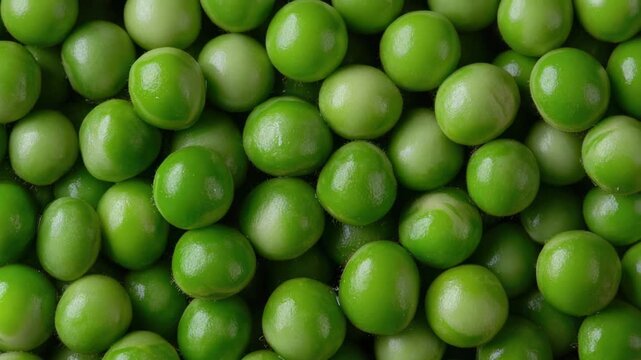 A close-up shot of green peas on a white background