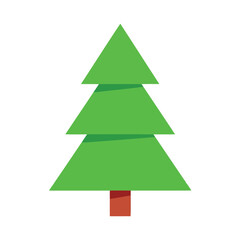 Vector art of a green stylized Christmas tree with a brown trunk