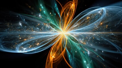 Abstract Turquoise and Gold Swirl, Cosmic Energy, Dreamlike Galaxy, Spiritual Art, Digital Creation