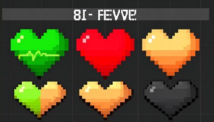 Pixelated hearts with health bar