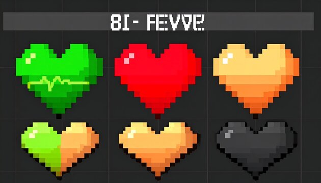 Pixelated hearts with health bar