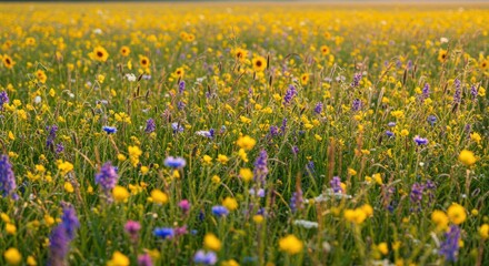 Obraz premium A Meadow of Dreams Wildflowers in Full Bloom, Nature's Colorful Carpet
