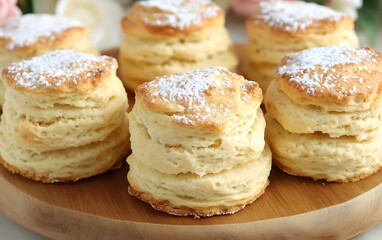 Delicious Golden Buttermilk Scones with Powdered Sugar