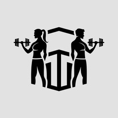 Set of vintage fitness designed elements