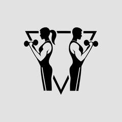 Vector silhouette of dumbbell