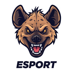 Digital Hyena Logo: A fierce digital illustration of a hyena, radiating an essence of raw power and intense emotion, with its snarling teeth and piercing eyes ready for competition.