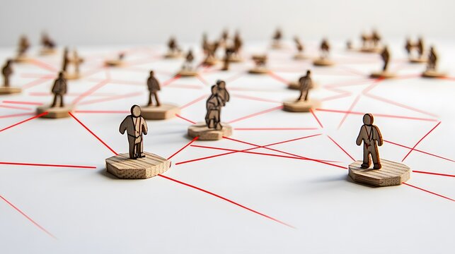 Wooden Figures Network Connection Concept Image