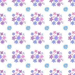 Seamless pattern minimalist repeating background with flowers. Fabric wallpaper print texture. Perfectly for backdrop, wrapped paper, linen.