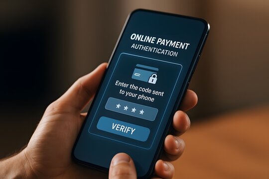 A secure mobile payment authentication on a smartphone.  - Powered by Adobe