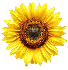 Fototapeta premium A bright yellow sunflower with detailed petals, isolated on transparent background