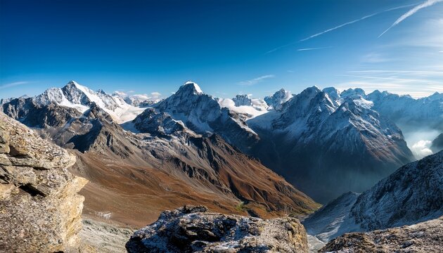 swiss alps mountain peaks in the lower engadin in canton grisons piz ajuez piz lischana piz san jon dadora and connecting mountain chains