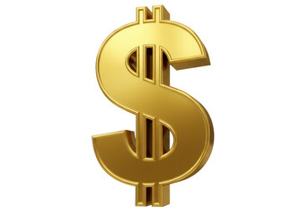 Fototapeta premium Shiny golden dollar sign symbol representing wealth and finance isolated on transparent background