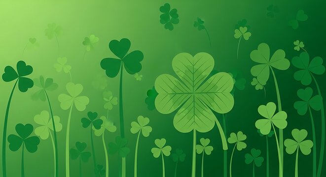 St Patricks Day green background with shamrocks and clovers symbol of luck and irish culture