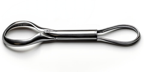 Silver metal spring clamp with two loops on each end