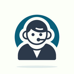 Call center illustration, call center illustration with operator headset icon symbolizing customer support assistance
