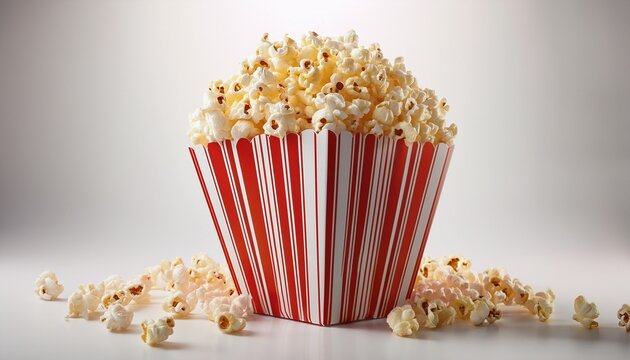 a box of popcorn on a plain white backdrop