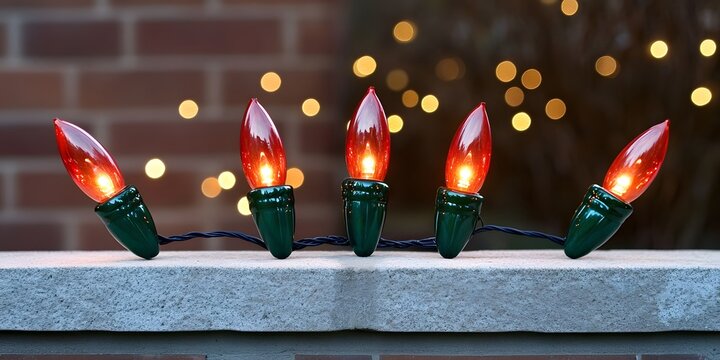 Glowing Red Christmas Lights String Festive Holiday Decor