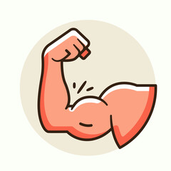 Bicep icon, bicep vector illustration in flat design style for strength fitness and bodybuilding