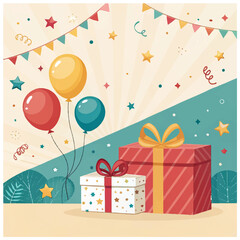 プレゼントキャンペーンやイベントの広告のテンプレート　背景　バナー　デザイン　イラスト　飾り　装飾