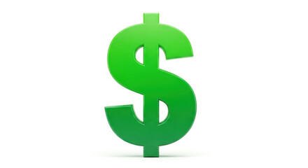 Obraz premium Green dollar sign isolated on white background represents wealth and financial success in finance and economics